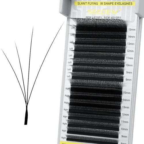 Miniatura 41 de Extensiones de pestañas con doble punta 3D, rizo D de 0.003 in, mezcla de 0.315-0.591 in, 12 filas por bandeja, tallo plano 3DD en forma de W
