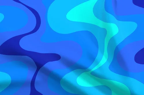 Spoonflower Fabric - Psychedelic Waves Retro Oceanic Movement Shades of Blue Aquatic 70S Printed on Chiffon Fabric Fat Quarter - Sewing Fashion