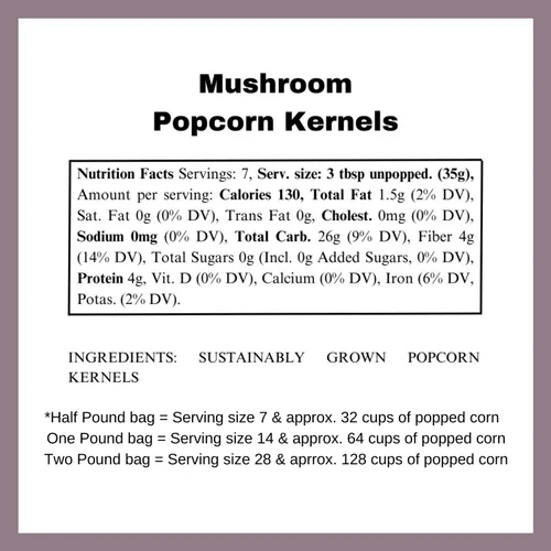 Miniatura 2 de Dell Cove Spices - Granos de Palomitas de Maíz Mushroom - Perfectos para Máquinas de Palomitas Gourmet y Cocción en Estufa, Media Libra