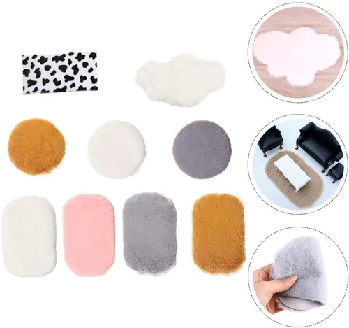 Miniatura 9 de Juego de 9 alfombras en miniatura surtidas para casa de muñecas, alfombras tejidas coloridas para decoración del hogar, 9.84 x 5.90 pulgadas, ideal