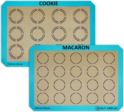 Miniatura 8 de GUYDREMAT - 2 alfombrillas de silicona para hornear con medidas para galletas – 16 1/2 pulgadas x 11 5/8 pulgadas – Hojas reutilizables de silicona