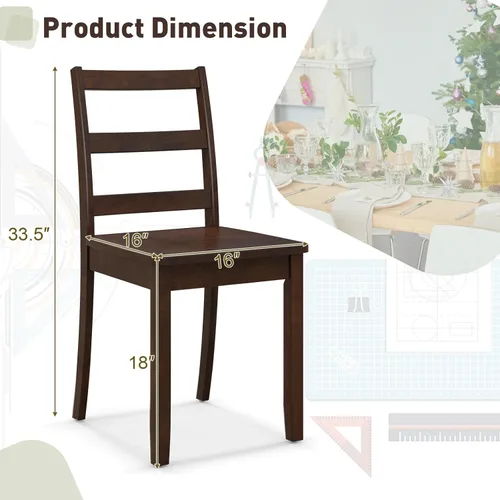 Miniatura 3 de Giantex Juego de 2 sillas de comedor de madera blanca - Sillas de cocina sin brazos de madera con patas de madera de goma sólida, almohadillas