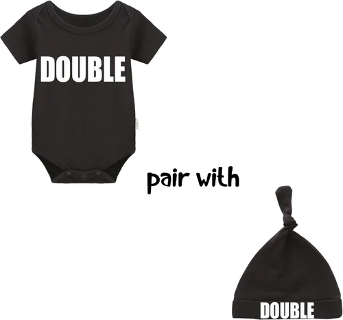 Miniatura 32 de YSCULBUTOL Conjunto de mameluco para bebé gemelos, divertido doble problema, lindo mameluco para niña, mono gemelo, conjunto de sombrero