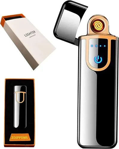 Miniatura 12 de Encendedor electrónico recargable por USB, mini pantalla táctil creativa, pantalla LED, resistente al viento, sin llama con cable de carga, silencio