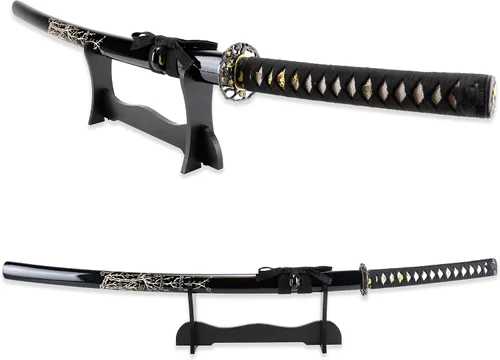 Miniatura 4 de Vulcan Gear Espada Katana Samurai japonesa clásica hecha a mano con vaina y soporte de madera de una sola espada, estilo elige tu mango (Tsuba)