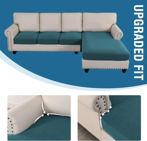 Miniatura 7 de H.VERSAILTEX Fundas para sofá seccional, 4 piezas, fundas de cojín de asiento de sofá en forma de L, fundas de cojín separadas para chaise longue