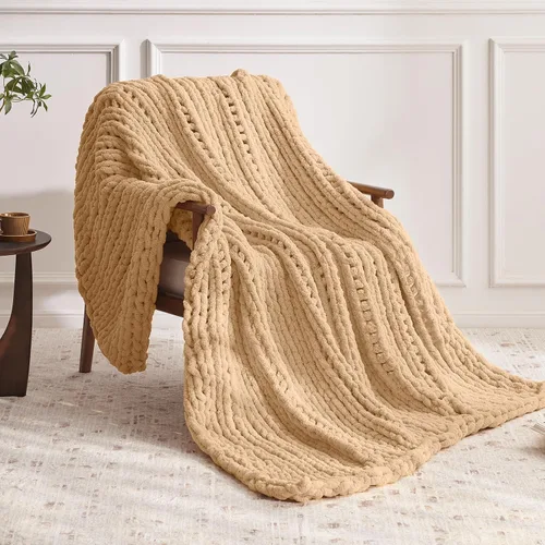 Miniatura 2 de Negwoo - Manta de punto grueso, de felpilla, para cama y sofá, manta de ganchillo hecha a mano, grande y gruesa, lavable a máquina, bonita y cómoda