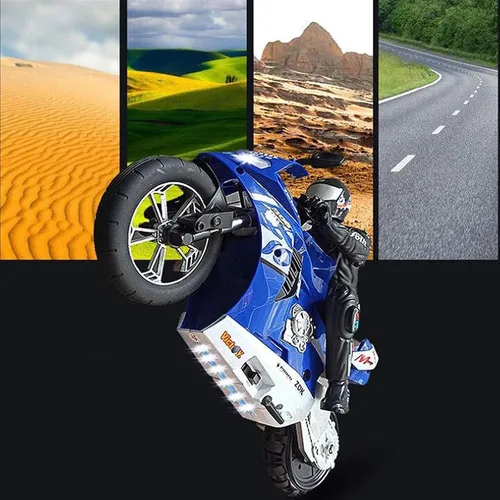Miniatura 2 de Motocicleta a control remoto, auto stunt de equilibrado automático de alta velocidad de una rueda, 1/6 de escala, linterna LED giratoria 360, mejor