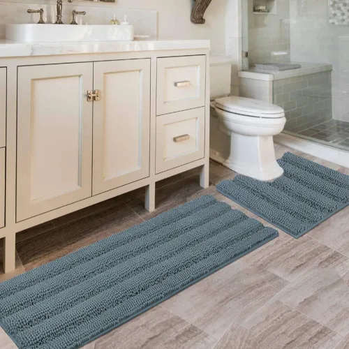 Miniatura 188 de H.VERSAILTEX - Alfombras de baño, juego de 2 piezas, alfombra de contorno para baño, juego de alfombras para inodoro, alfombra antideslizante