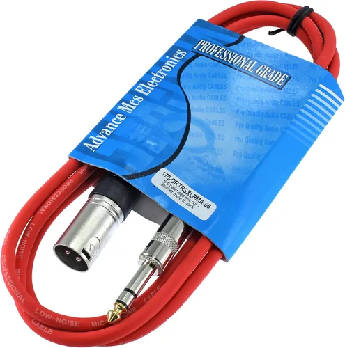 Miniatura 12 de Cable Patch de Audio Pro XLR macho TRS de 1/4 pulgadas a 3 pines equilibrado y blindado (3 pies de largo, azul)