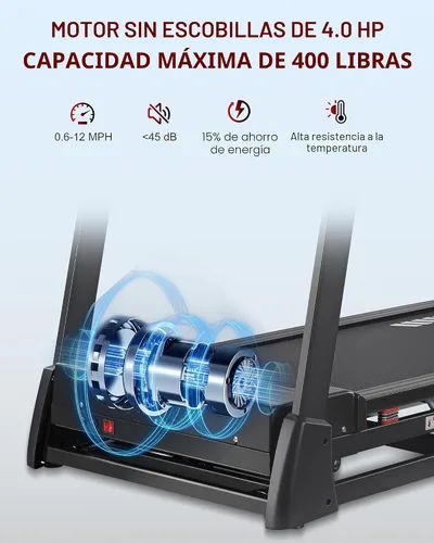 Miniatura 8 de Treadmill with 15-Level Auto Incline, Folding Treadmill for Home, 0.6-10 MPH, 350 LB Capacity, 18.11" Wide Running Belt, 3.5 HP, Shock Absorption