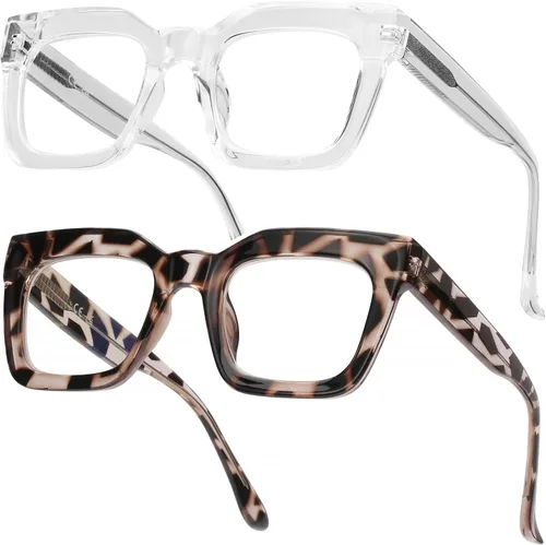 Miniatura 9 de AQWANO Stylish Blue Light Reading Glasses Women Men, Fashion Oversized Square Designer Readers Computer Eyeglasses Púrpura - Metal incorporado