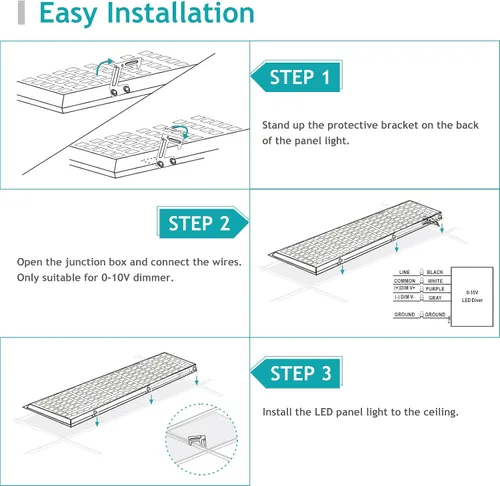 Miniatura 6 de Luz de panel plano LED de 1 x 4, 5000 K, 4000 K, 3000 K, 1 x 4, lámpara de techo LED Troffer Drop, 0-10 V regulable, 100-277 V, certificación ETL