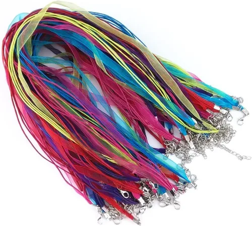 yueton 50 Uds. Coloridas joyas DIY fabricación de gasa cuerda cinta organza cuerdas langosta collar cadena cordones