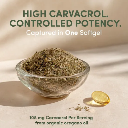 Miniatura 4 de Cápsulas blandas de aceite de orégano silvestre – 86–90% Carvacrol, cápsulas de aceite de orégano, apoyo inmunológico e intestinal* Fácil uso