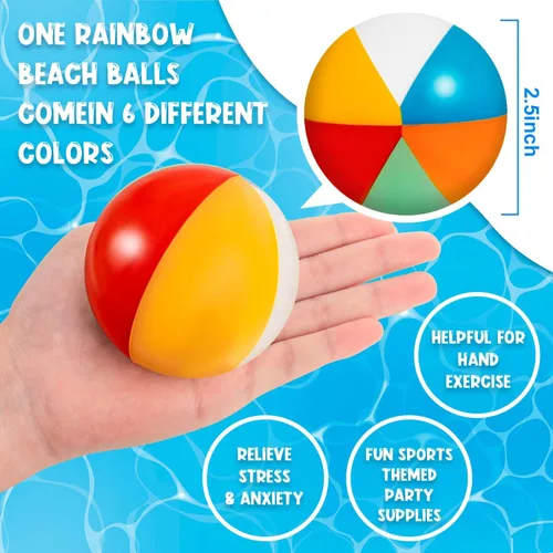 Miniatura 2 de Mini bolas de estrés para playa, bola de estrés para alivio del arco iris, juego de piscina, bolas de espuma de poliuretano para playa hawaiana
