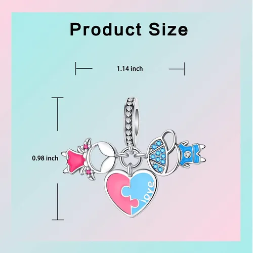 Miniatura 75 de LUXILLA Abalorio de plata de ley 925 para madre, hija, abuela, para familia, amor, madre, hija, abuela, para pulseras, collares, dijes, abalorios