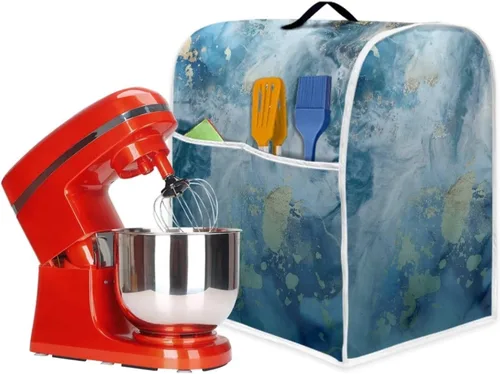 Miniatura 7 de Funda para batidora de pie de mármol azul compatible con mezclador de cocina de 6 a 8 cuartos de galón, cubierta antipolvo, lavable, ajuste