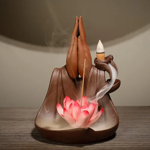 Miniatura 5 de Zen Ornaments - Quemadores de incienso de mano de Buda Retorno, soporte para quemador de incienso de estatua de loto, decoración del hogar