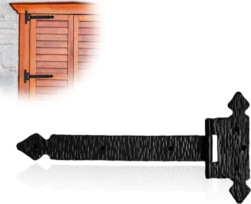 Miniatura 40 de Paquete de 2 bisagras de hierro forjado negro de 9 pulgadas, bisagras decorativas de hierro forjado, bisagras de hierro rústico para persianas