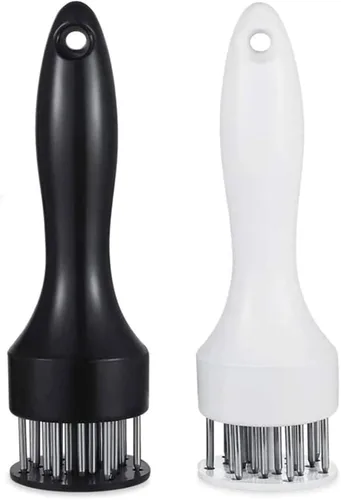 Herramienta ablandadora de carne, 1 par en blanco y negro, con 21 cuchillas de aguja de acero inoxidable ultra afiladas, accesorios de cocina