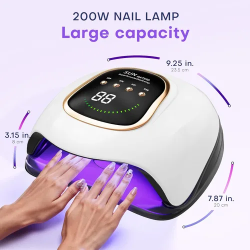 Miniatura 3 de Gugusure Lámpara de uñas UV mejorada. Secador de uñas para esmalte de gel con sensor automático y 4 ajustes de temporizador (blanco brillante)