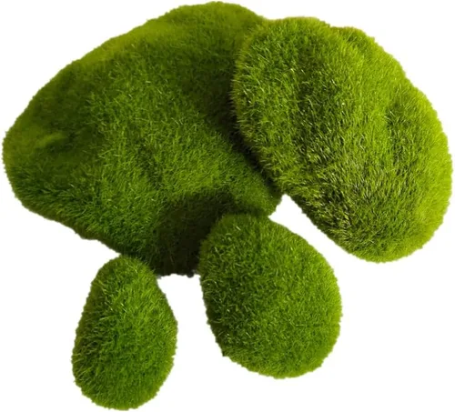 Miniatura 4 de Rocas de musgo artificiales decorativas de 4 tamaños, piedras de bolas de musgo verdes, piedras falsas para arreglos florales, manualidades