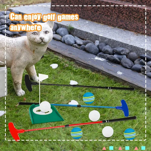 Miniatura 6 de Juego de 2 palos de golf ajustables para niños, adolescentes, diestros o zurdos, de dos vías, para hombres y mujeres, 4 pelotas de entrenamiento