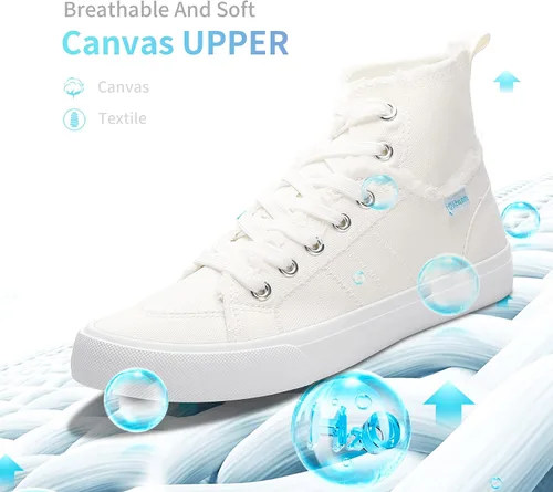 Miniatura 3 de Obtaom Zapatos de lona para mujer y hombre, zapatos de lona lavados a media pantorrilla, zapatos casuales de lona con cordones