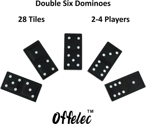 Miniatura 3 de Juego de Dominó de Madera Doble 6 de Offelec - 28 fichas de dominó negro para niños, adultos y juegos familiares Ideal para 2-4 jugadores 1