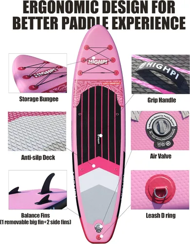 Miniatura 6 de Inflatable Stand-Up Paddle Board: Wide SUP with Full Accessories, Anti-Slip EVA Deck, Paddleboard for Yoga/Surfing/Fishing & More, for Youth &