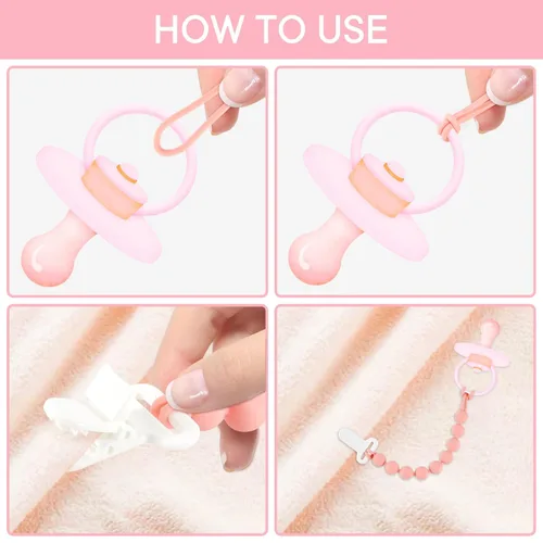 Miniatura 2 de MINMUNJIU Clips para chupete para bebé, paquete de 6 clips flexibles y suaves de silicona para chupete para niñas, artículos esenciales para recién