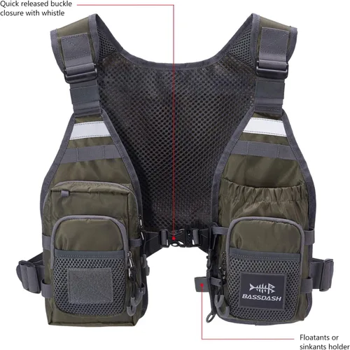 Miniatura 6 de BASSDASH FV08 Chaleco ultraligero de pesca con mosca para hombres y mujeres Paquete de pecho portátil Talla única para la mayoría