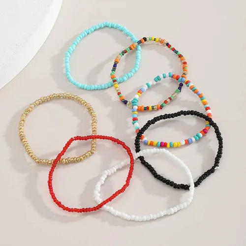 Miniatura 4 de Jumwrit Pulseras de cuentas coloridas para mujer, pulseras elásticas apilables bohemias para adolescentes y niñas
