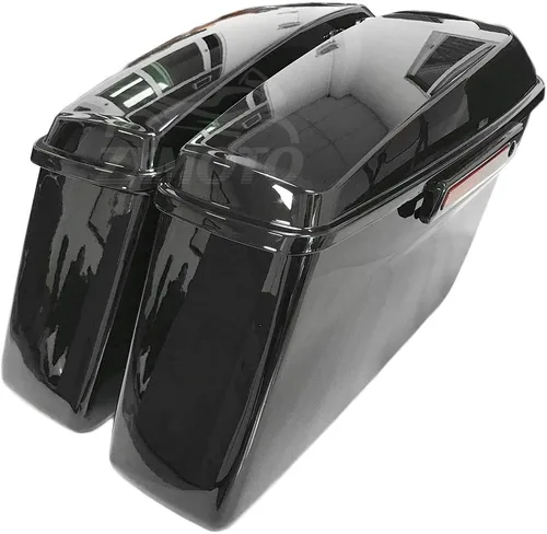 Miniatura 7 de Alforjas rígidas de color negro brillante con herrajes para modelos Harley Touring FLT, FLHT, FLHTCU, FLHRC, Road King, Road Glide, Street Glide