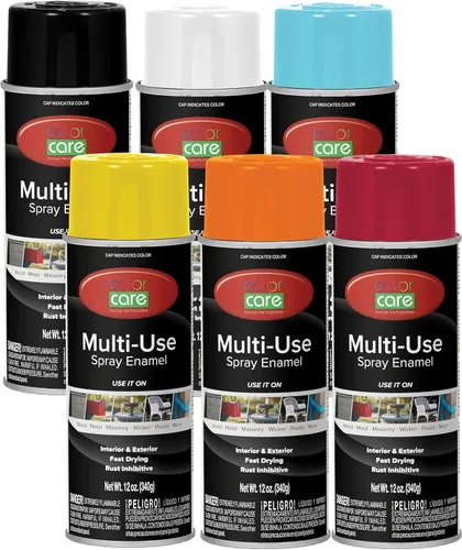 Miniatura 79 de Pintura en aerosol, 12 onzas, paquete de 6 (mezcla de colores cálidos: blanco brillante, rojo rubí, naranja, amarillo, marrón, negro brillante)