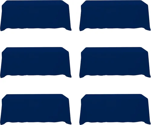 BRILLMAX 6 Pack de Manteles Azul Marino para Mesas Rectangulares de 8 Pies 90 x 156 Pulgadas - 8 pies Mantel Rectangular a Granel de Lino y