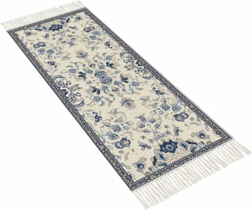 Miniatura 14 de Tassel Hand Woven Area Rug Retro Bohemia Navy Blue Pattern Entryway Rugs Washable Throw Mat,Tassel Carpets for Livingroom Kitchen Bedroom Dorm Decor