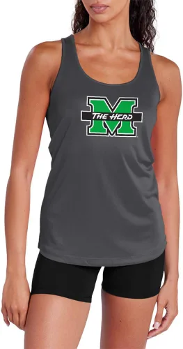 Miniatura 213 de Camiseta deportiva sin mangas oficial de la NCAA Collegiate para mujer, con espalda cruzada, logotipo primario, colección carbón