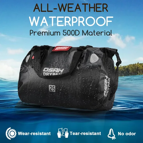 Miniatura 4 de OSAH DRYPAK Bolsa de lona impermeable – Bolsa seca para motocicleta con gran espacio de almacenamiento, bolsas de equipaje impermeables con bolsillo