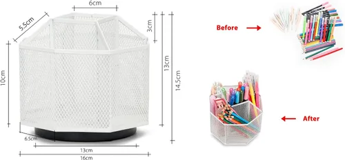 Miniatura 2 de Exerz Organizador de escritorio/malla de escritorio Tidy Candy/Soporte para bolígrafos/Organizador multifuncional giratorio 360 Blanco