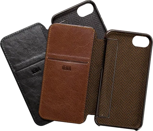 Miniatura 3 de Sena Cartera Ultra Delgada Libro De Billetera De Cuero Más Delgada Funda De Libro Para iPhone 6, 7, 8 - Cognac