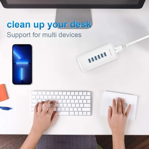 Miniatura 3 de Cargador rápido USB, estación de carga portátil de 6 puertos, adecuado para varios dispositivos, compatible con iPhone, iPad, Samsung, Google