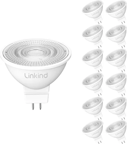 Miniatura 10 de Linkind Bombilla LED MR16 regulable, GU5.3 con base de dos pines GU5.3, 6.5 W (equivalente a 70 W) 3000 K blanco cálido 640 lm MR16, luces