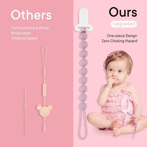 Miniatura 4 de MINMUNJIU Clips para chupete para bebé, paquete de 6 clips flexibles y suaves de silicona para chupete para niñas, artículos esenciales para recién