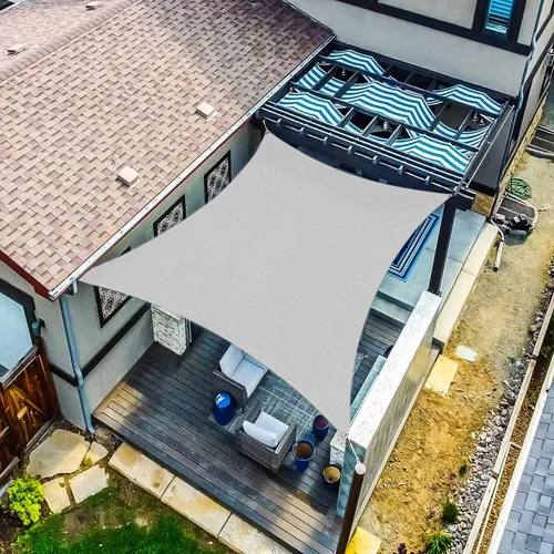 Miniatura 7 de Toldo tipo vela rectangular para actividades al aire libre, cubierta solar para jardín, patio, cubierta de terraza, balcón (gris)