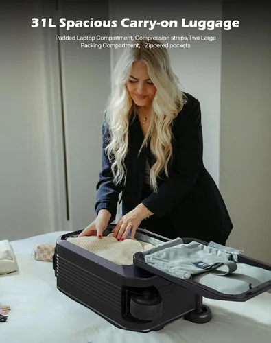 Miniatura 8 de Smart Equipaje manejable equipaje de mano con ruedas enrollables, 22 x 14 x 9-TSA, carcasa rígida de 22 pulgadas aprobada por aerolíneas, maleta