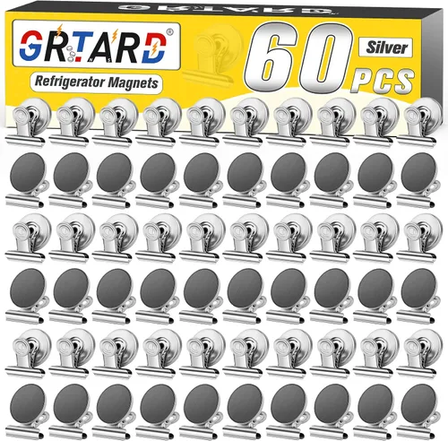 Miniatura 10 de Grtard Paquete de 24 Clips Magnéticos de Servicio Pesado, Clips Magnéticos Negros para Refrigerador, Imanes de Refrigerador, Clip Magnético Fuerte