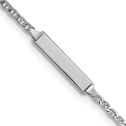 ICE CARATS Pulsera de identificación de eslabones de ancla de oro blanco de 14 quilates, joyería fina para mujer, regalos para ella, Oro blanco