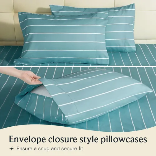 Miniatura 4 de LuxClub Juego de sábanas de 4 piezas tamaño Queen, con bolsillos profundos, sábanas de cama refrescantes sin arrugas, ropa de cama de hotel